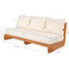 Christopher Knight Home Poppy 2 Piece Patio Conversation Set with Cushion, Acacia Wood 6 Seater Outdoor Sofa Chat Set, Outdoor Sectional Sofa Set of 2 for Patio Furniture Set, Teak+Beige(Teak+beige)