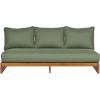Christopher Knight Home Poppy Acacia Wood Outdoor 3 Seater Sofa with Cushion, Wooden Patio Sofa Couch with Cushion, Comfy Armless Cloud Sofa Couch, Patio Furniture Sofa Set, Teak+Beige(Teak+olive Green)