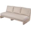 Christopher Knight Home Poppy Acacia Wood Outdoor 3 Seater Sofa with Cushion, Wooden Patio Sofa Couch with Cushion, Comfy Armless Cloud Sofa Couch, Patio Furniture Sofa Set, Teak+Beige(Antique Grey+grey)