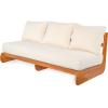 Christopher Knight Home Poppy Acacia Wood Outdoor 3 Seater Sofa with Cushion, Wooden Patio Sofa Couch with Cushion, Comfy Armless Cloud Sofa Couch, Patio Furniture Sofa Set, Teak+Beige(Teak+beige)