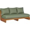 Christopher Knight Home Poppy Acacia Wood Outdoor 3 Seater Sofa with Cushion, Wooden Patio Sofa Couch with Cushion, Comfy Armless Cloud Sofa Couch, Patio Furniture Sofa Set, Teak+Beige(Teak+olive Green)