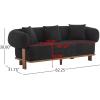 Christopher Knight Home Yule Living Room Wooden 3-Seater Sofa,Boucle Fabric Upholstered Lounge Sofa Couch,Home Office/Bedroom Sofa Chair with Accent Pillow,Comfy Reading Cloud Sofa,Milky White + Brown(Black + Brown)