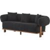 Christopher Knight Home Yule Living Room Wooden 3-Seater Sofa,Boucle Fabric Upholstered Lounge Sofa Couch,Home Office/Bedroom Sofa Chair with Accent Pillow,Comfy Reading Cloud Sofa,Milky White + Brown(Black + Brown)