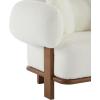 Christopher Knight Home Yule Living Room Wooden 3-Seater Sofa,Boucle Fabric Upholstered Lounge Sofa Couch,Home Office/Bedroom Sofa Chair with Accent Pillow,Comfy Reading Cloud Sofa,Milky White + Brown(Milky White + Brown)