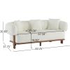 Christopher Knight Home Yule Living Room Wooden 3-Seater Sofa,Boucle Fabric Upholstered Lounge Sofa Couch,Home Office/Bedroom Sofa Chair with Accent Pillow,Comfy Reading Cloud Sofa,Milky White + Brown(Milky White + Brown)