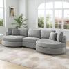Christopher Knight Home Aekea 129″ Upholstered Sofa Couch, Modern Curved 3-Seater Sofa with 2 Throw Pillows, Cozy Chenille Fabric Sectional Sofa Lounge Couch for Living Room Home Office, Dark Gray
