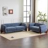 Christopher Knight Home Almad 2 Pieces Sofa Couch Set, Cozy 3-Seater Sofa and Loveseat for Living Room, Upholstered Couch Chair, Soft Seating Lounge Sofa with Wood Frame, Boucle Fabric, Navy Blue(Navy Blue)