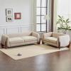 Christopher Knight Home Almad 2 Pieces Sofa Couch Set, Cozy 3-Seater Sofa and Loveseat for Living Room, Upholstered Couch Chair, Soft Seating Lounge Sofa with Wood Frame, Boucle Fabric, Navy Blue(Almond)