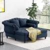 Christopher Knight Home Audrey 62.50″ Tufted Loveseat Chaise, Sleeper Sofa, Scroll Armchair, Upholstered Loveseat Sofa Chair, Large Leisure Couch Bed, Oversized Lounge Chair for Living Room, Blue(Navy Blue)