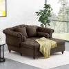 Christopher Knight Home Audrey 62.50″ Tufted Loveseat Chaise, Sleeper Sofa, Scroll Armchair, Upholstered Loveseat Sofa Chair, Large Leisure Couch Bed, Oversized Lounge Chair for Living Room, Blue(Brown)