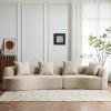 Christopher Knight Home Braebt 126″ Comfy Upholstered Cloud Couch, 5-Seater Sofa Couches, Curved Modular Sectional Sofa with 4 Throw Pillows for Living Room, Study, No Assembly Required, Almond(Almond)