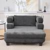 Christopher Knight Home Guti 52.4″ Chaise Lounge Chair Indoor, Chenille Upholstered Sofa Bed Couch with Deep Seat, Modern Comfy Lounger with Layered Armrests, Sleeper Sofa for Living Room, Grey(Grey)