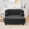 Christopher Knight Home Guti 52.4″ Chaise Lounge Chair Indoor, Chenille Upholstered Sofa Bed Couch with Deep Seat, Modern Comfy Lounger with Layered Armrests, Sleeper Sofa for Living Room, Grey(Black)