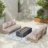 Christopher Knight Home Poppy 2 Piece Patio Conversation Set with Cushion, Acacia Wood 6 Seater Outdoor Sofa Chat Set, Outdoor Sectional Sofa Set of 2 for Patio Furniture Set, Teak+Beige(Antique Grey+grey)
