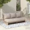 Christopher Knight Home Poppy Acacia Wood Outdoor 3 Seater Sofa with Cushion, Wooden Patio Sofa Couch with Cushion, Comfy Armless Cloud Sofa Couch, Patio Furniture Sofa Set, Teak+Beige(Antique Grey+grey)