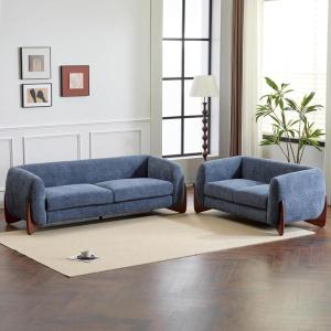 Christopher Knight Home Almad 2 Pieces Sofa Couch Set, Cozy 3-Seater Sofa and Loveseat for Living Room, Upholstered Couch Chair, Soft Seating Lounge Sofa with Wood Frame, Boucle Fabric, Navy Blue(Navy Blue)