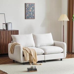 Christopher Knight Home Bricez 69″ Loveseat, Upholstered Sofa, Modular Couch, Oversized Loveseat, Spacious Seating Sofa Couch, Comfort Sectional Corner Wooden Chair for Living Room Home Office, White(White)