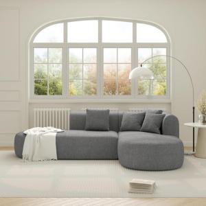 Christopher Knight Home Mirod Sectional Cornor Sofa, L-Shaped Chaise Couch, Mocular Lounge Chair, Spacious Seating Couch, Curve Seat with Wide Stitching, Reading Sofa for Living Room Homerest, Gray(Grey)