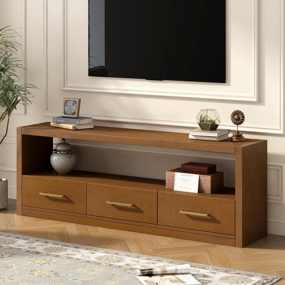 image:imageChristopher Knight Home Mirod 74 TV Stand Wooden Entertainment Center Console Rectangular TV Stand Storage Cabinet Metal Handle Drawers Ample Space Console Cabinet for Living Room Bedroom BrownBrown