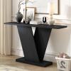 Christopher Knight Home Mirod 59.8″ Console Tables, Natural Wood Veneer Sofa Table, V-Shaped Base, Narrow Long Behind Couch Table for Living Room Hallway Entryway, Perfect for Display Items, Gray(Black)