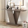 Christopher Knight Home Mirod 59.8″ Console Tables, Natural Wood Veneer Sofa Table, V-Shaped Base, Narrow Long Behind Couch Table for Living Room Hallway Entryway, Perfect for Display Items, Gray(Grey)