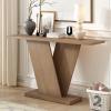 Christopher Knight Home Mirod 59.8″ Console Tables, Natural Wood Veneer Sofa Table, V-Shaped Base, Narrow Long Behind Couch Table for Living Room Hallway Entryway, Perfect for Display Items, Gray(Brown)