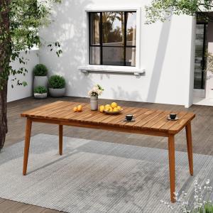 Christopher Knight Home Peggy 72″ Farmhouse Patio Acacia Wood Dining Table, Indoor and Outdoor Dining Room Table for 8 Persons, Rectangular Dining Table for Backyard/Garden, Teak Brown(72″ Length)
