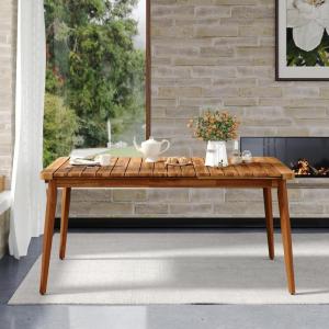 Christopher Knight Home Peggy 72″ Farmhouse Patio Acacia Wood Dining Table, Indoor and Outdoor Dining Room Table for 8 Persons, Rectangular Dining Table for Backyard/Garden, Teak Brown(63″ Length)