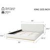 Christopher Knight Home Bettine Queen Size Bed Frame, Upholstered Queen Size Headborad and Bed, Rectangular Velvet Headboard, Solid Wood Frame, Slats Panel Platform, No Box Spring Needed, 800lbs White(King)