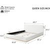 Christopher Knight Home Bettine Queen Size Bed Frame, Upholstered Queen Size Headborad and Bed, Rectangular Velvet Headboard, Solid Wood Frame, Slats Panel Platform, No Box Spring Needed, 800lbs White(Queen)