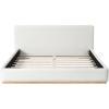 Christopher Knight Home Bettine Queen Size Bed Frame, Upholstered Queen Size Headborad and Bed, Rectangular Velvet Headboard, Solid Wood Frame, Slats Panel Platform, No Box Spring Needed, 800lbs White(Queen)