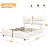 Christopher Knight Home Olimo Faux Leather Full Size Bed, Upholstered Full Bed and Headboard, Butterfly Shaped Headboard, Slat Panel Support, No Spring Box Needed, Easy Assembly, 800lbs Light Pink(Beige)