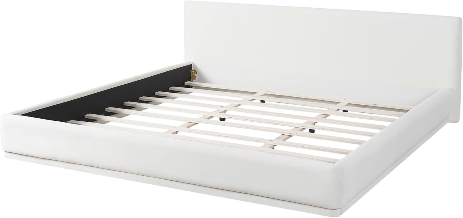 image:imageChristopher Knight Home Bettine Velvet King Size Headboard and Bed Frame Rectangular King Size Bed Upholstered Headboard Slats Panel Support Platform No Box Spring Needed Easy Assembly WhiteKing