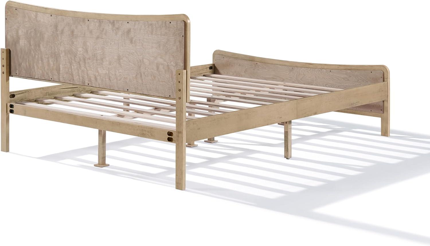 image:imageChristopher Knight Home Freda Boho Wooden Queen Bed Frame with Headboard Rectangular Queen Size Bed Frame with Natural Rattan Adjustable Headboard Platform Bed Frame No Box Spring Needed Brown