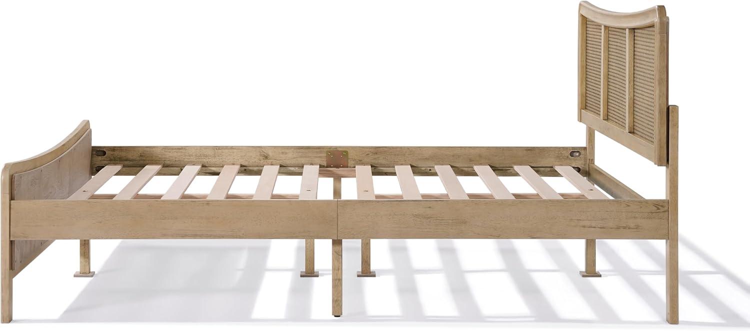 image:imageChristopher Knight Home Freda Boho Wooden Queen Bed Frame with Headboard Rectangular Queen Size Bed Frame with Natural Rattan Adjustable Headboard Platform Bed Frame No Box Spring Needed Brown