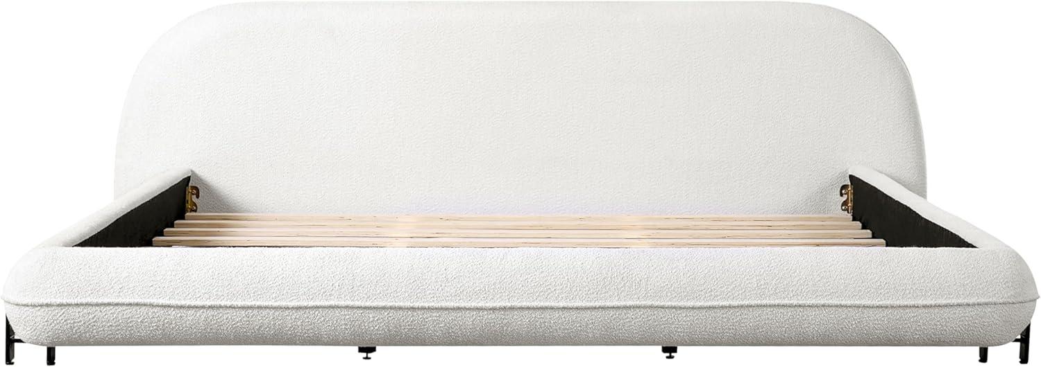 image:imageChristopher Knight Home Hazel Boucle King Size Bed Frame and Headboard Upholstered King Size Bed Round Curve Headboard Solid Wood and Steel Support No Box Spring Needed Easy Assembly WhiteKing
