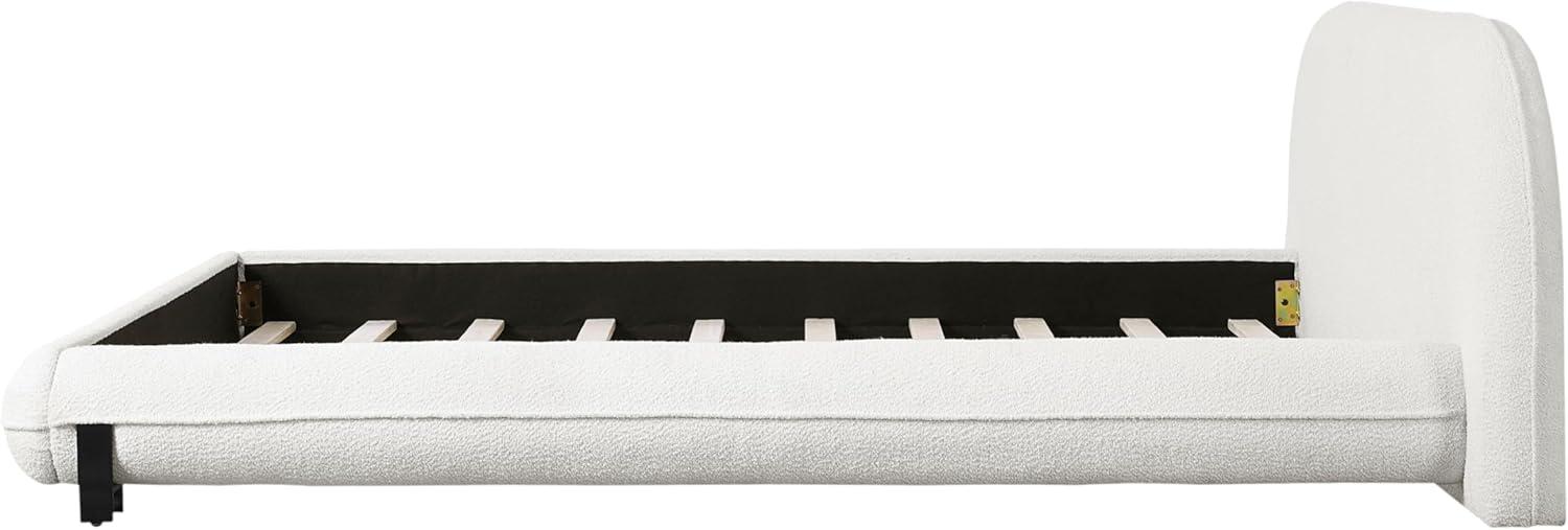 image:imageChristopher Knight Home Hazel Boucle King Size Bed Frame and Headboard Upholstered King Size Bed Round Curve Headboard Solid Wood and Steel Support No Box Spring Needed Easy Assembly WhiteQueen