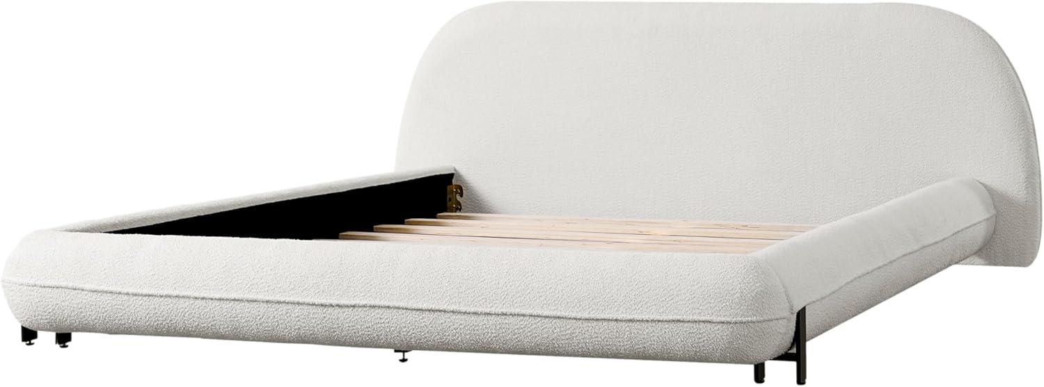 image:imageChristopher Knight Home Hazel Boucle King Size Bed Frame and Headboard Upholstered King Size Bed Round Curve Headboard Solid Wood and Steel Support No Box Spring Needed Easy Assembly WhiteQueen