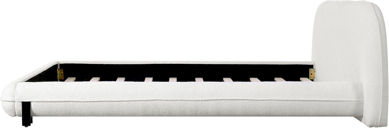 image:imageChristopher Knight Home Hazel Boucle King Size Bed Frame and Headboard Upholstered King Size Bed Round Curve Headboard Solid Wood and Steel Support No Box Spring Needed Easy Assembly WhiteKing