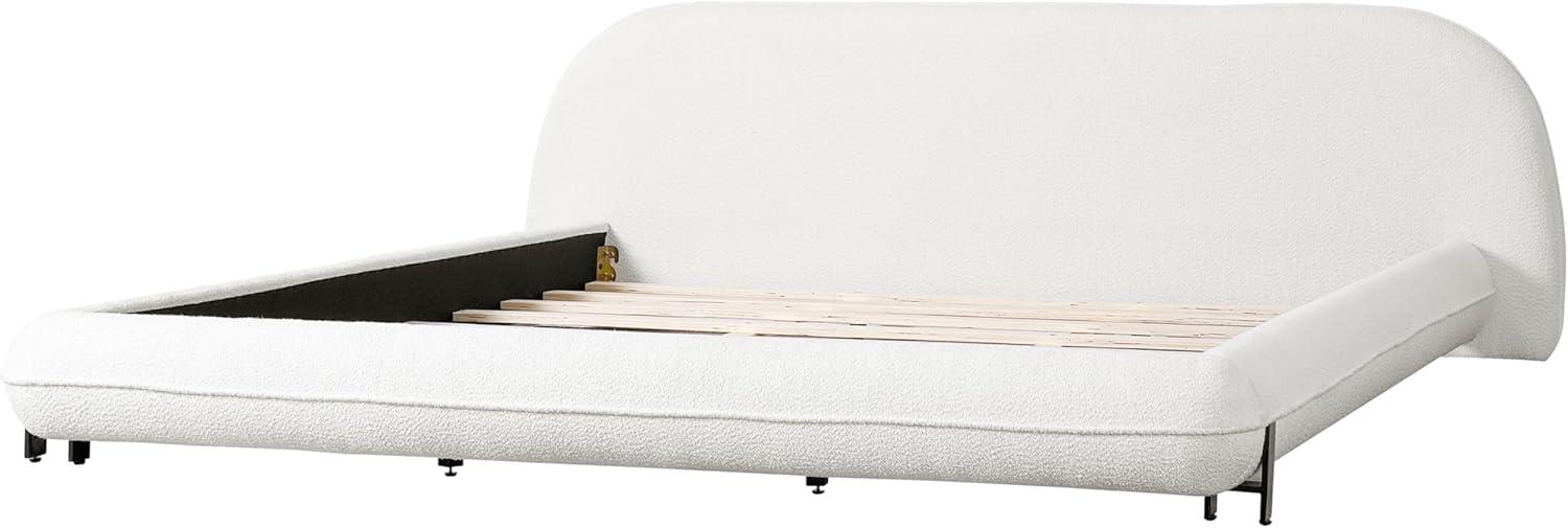 image:imageChristopher Knight Home Hazel Boucle King Size Bed Frame and Headboard Upholstered King Size Bed Round Curve Headboard Solid Wood and Steel Support No Box Spring Needed Easy Assembly WhiteKing