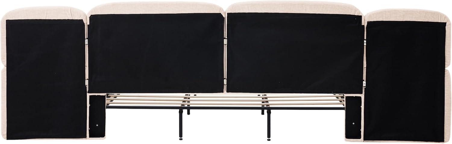 image:imageChristopher Knight Home Joplin Modern King Size Platform Bed Frame with Fabric Upholstered Headboard Wooden King Size Bed Frame with Side Shelves No Box Spring Needed Easy Assembly OrangeBeige