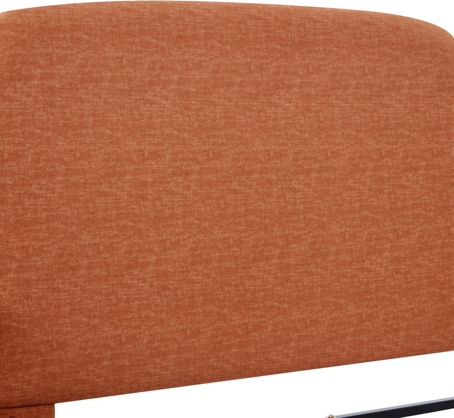 image:imageChristopher Knight Home Joplin Modern King Size Platform Bed Frame with Fabric Upholstered Headboard Wooden King Size Bed Frame with Side Shelves No Box Spring Needed Easy Assembly OrangeOrange