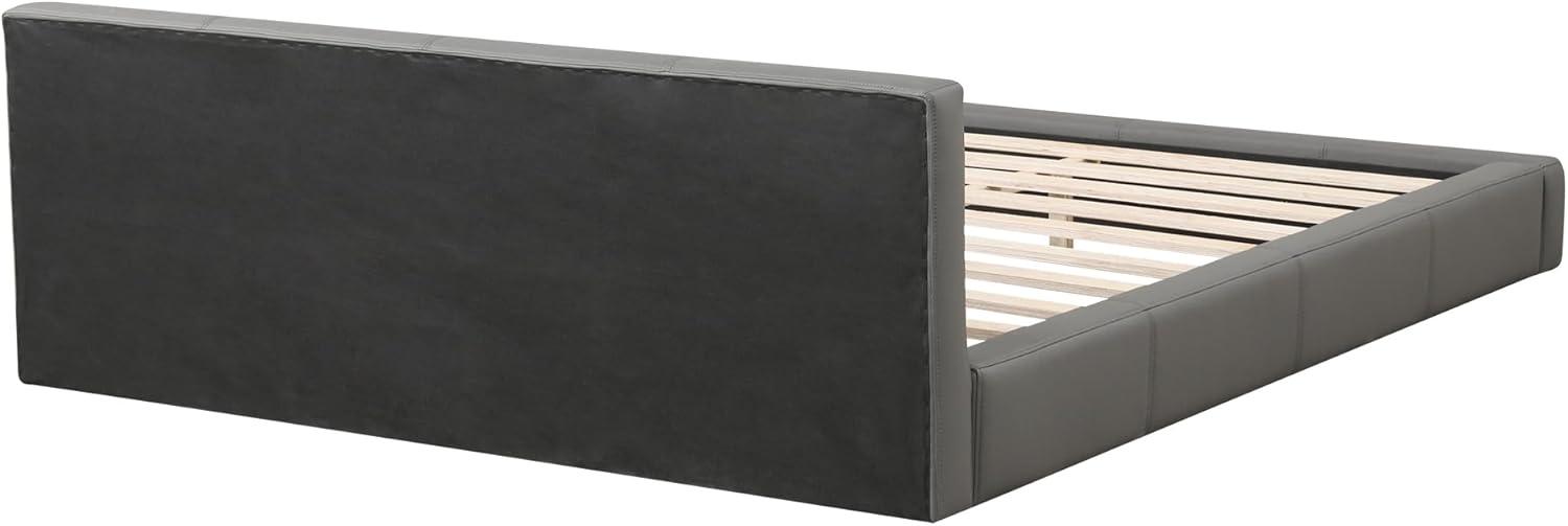 image:imageChristopher Knight Home Nahat Queen Size Upholstered Platform Bed Faux Leather Bed Frame and Headboard Wood Bed Support and Slat Stylish Fully Mattress Foundation No Box Spring Needed BeigeGrey