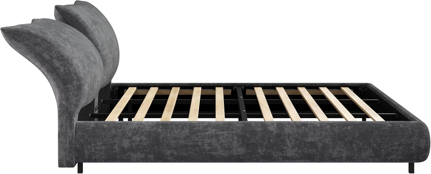image:imageChristopher Knight Home Olimo Upholstered King Bed Soft Fabric King Headboard and Bed Frame Two Large Adjustable Pillows Slats Panel Support No Spring Box Needed Easy Assembly 800lbs BeigeGrey