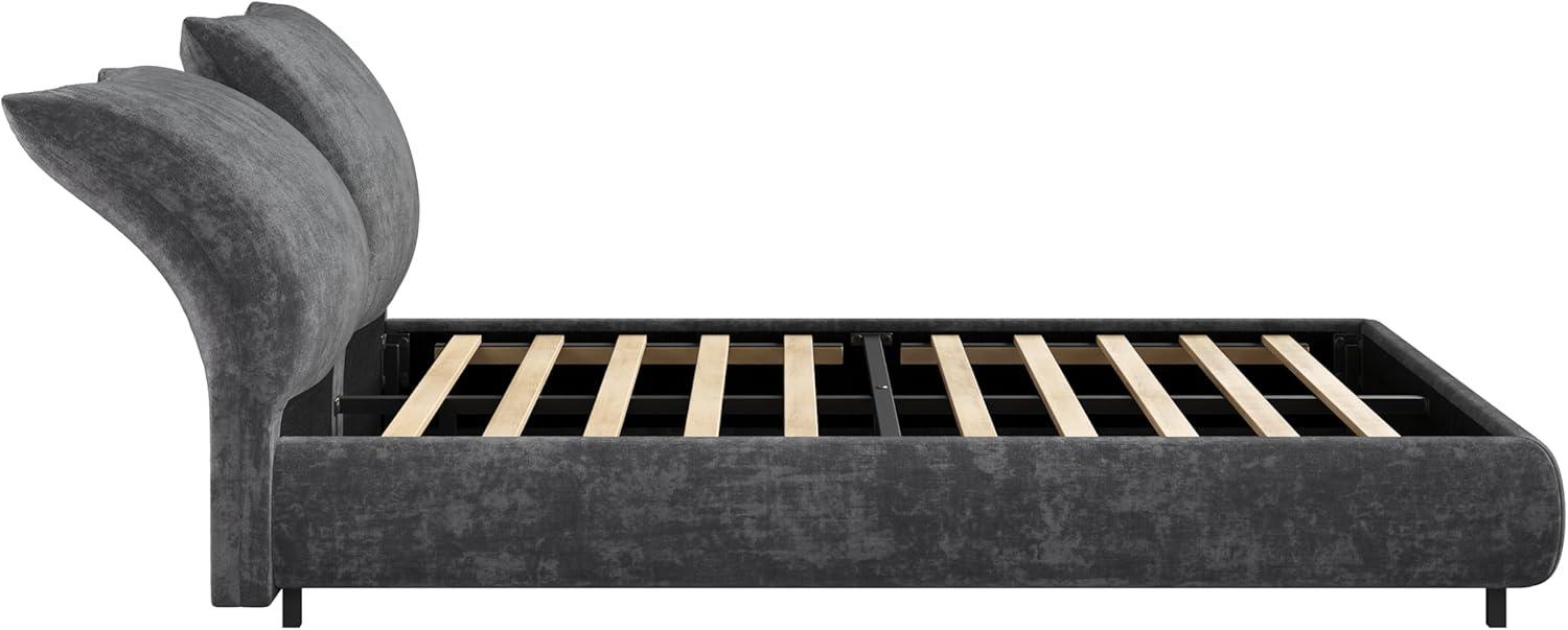 image:imageChristopher Knight Home Olimo Upholstered King Bed Soft Fabric King Headboard and Bed Frame Two Large Adjustable Pillows Slats Panel Support No Spring Box Needed Easy Assembly 800lbs BeigeGrey