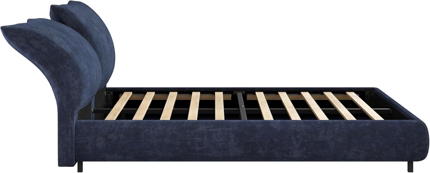 image:imageChristopher Knight Home Olimo Upholstered King Bed Soft Fabric King Headboard and Bed Frame Two Large Adjustable Pillows Slats Panel Support No Spring Box Needed Easy Assembly 800lbs BeigeDark Blue