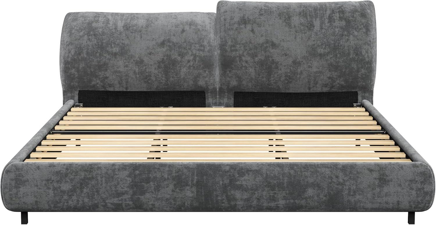 image:imageChristopher Knight Home Olimo Upholstered King Bed Soft Fabric King Headboard and Bed Frame Two Large Adjustable Pillows Slats Panel Support No Spring Box Needed Easy Assembly 800lbs BeigeGrey