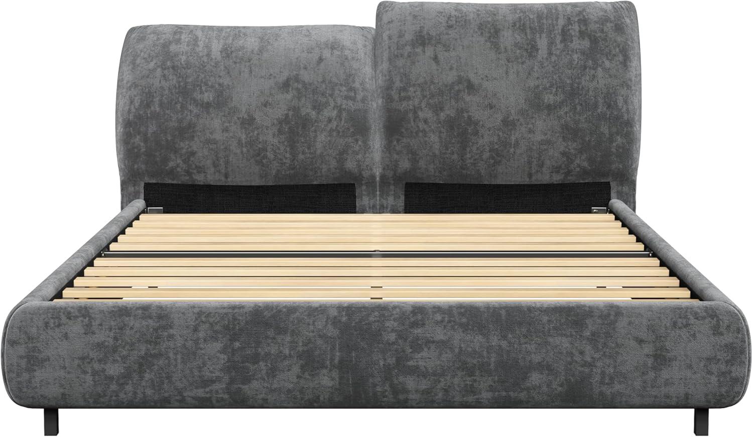 image:imageChristopher Knight Home Olimo Upholstered King Bed Soft Fabric King Headboard and Bed Frame Two Large Adjustable Pillows Slats Panel Support No Spring Box Needed Easy Assembly 800lbs BeigeGrey