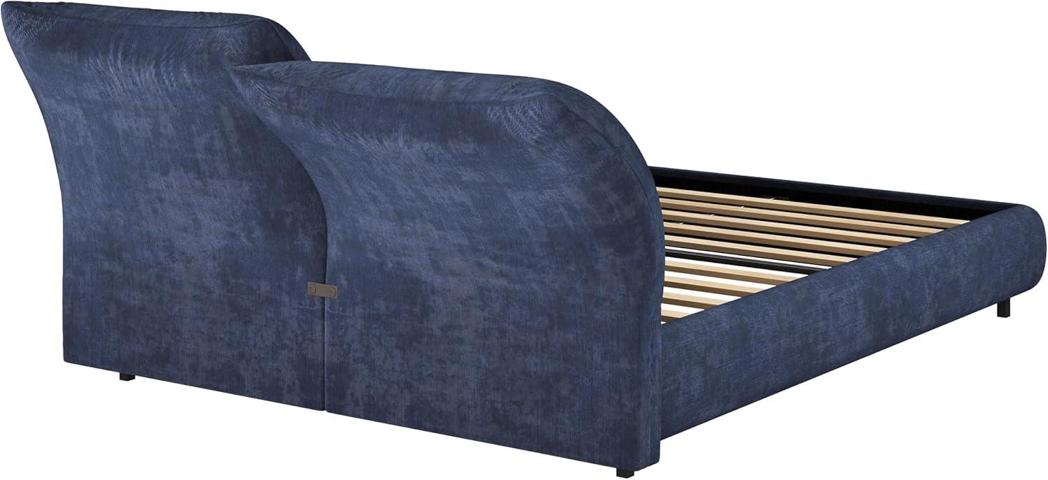 image:imageChristopher Knight Home Olimo Upholstered King Bed Soft Fabric King Headboard and Bed Frame Two Large Adjustable Pillows Slats Panel Support No Spring Box Needed Easy Assembly 800lbs BeigeDark Blue