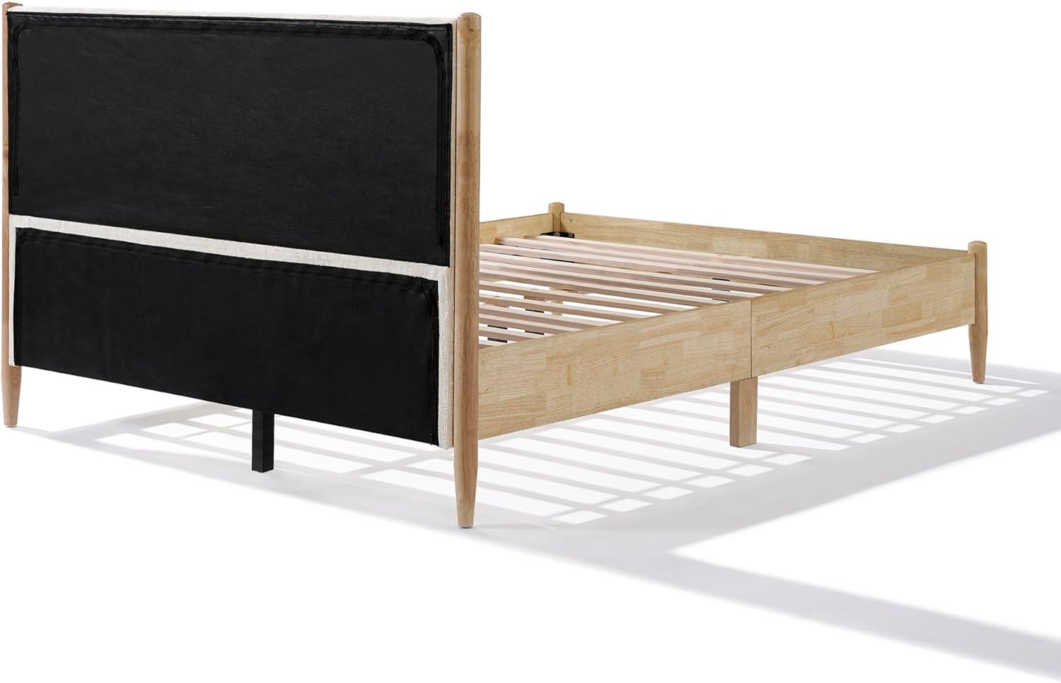 image:imageChristopher Knight Home Raven Modern Queen Size Bed Frame with Upholstered Headboard Natural Wood Queen Size Platform Bed Frame and Headboard No Box Spring Needed Easy Assembly WhiteNaturalQueen US Standard